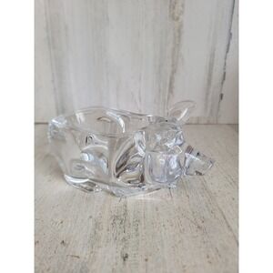 Vintage lead crystal pig trinket holder clear farm home decor animal unique